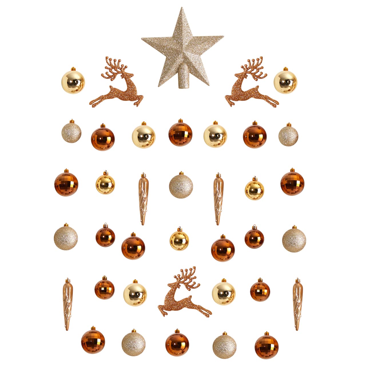 40ct. Gold Shatterproof Lux Christmas Ornament Set